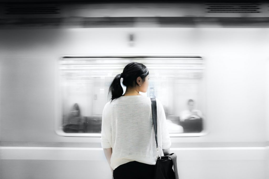 Woman Train Anxious