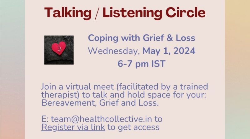Creative with information on Talking/ Listening Circle on Grief