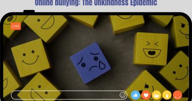 Image of smiley faces and sad smileys with text that says online bullying and the unkindness epidemic